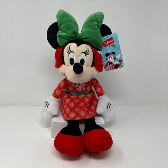 Disney 2022 Holiday Minnie Mouse 15" Plush Macy's Snowflake Earmuffs Collectable - Picture 1 of 13